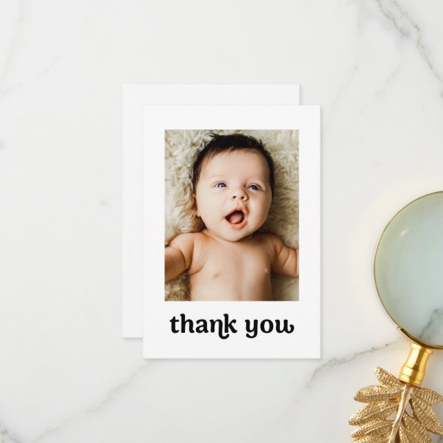 Trendy small Modern 2 Baby Photos Thank you (Front/Back In Situ)