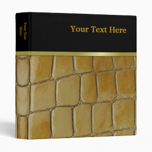 Trendy Snake Skin Gold Black 3 Ring Binder