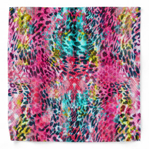 trendy snake skin leopard animal print blend neon bandana