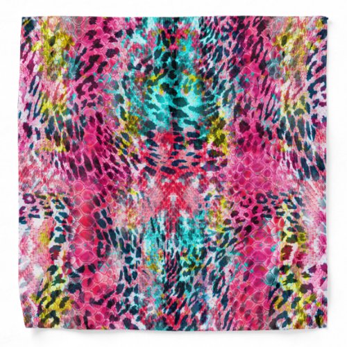 trendy snake skin leopard animal print blend neon bandana