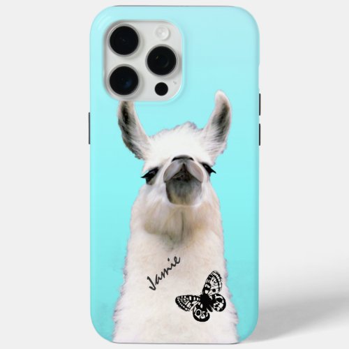 Trendy Snooty llama Butterfly Your Name or Quote iPhone 15 Pro Max Case