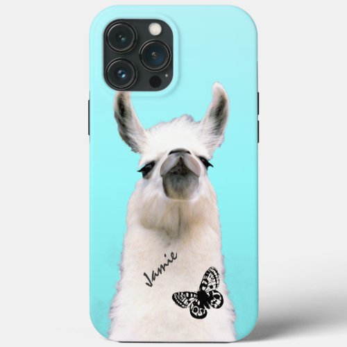 Trendy Snooty llama Butterfly Your Name or Quote iPhone 13 Pro Max Case