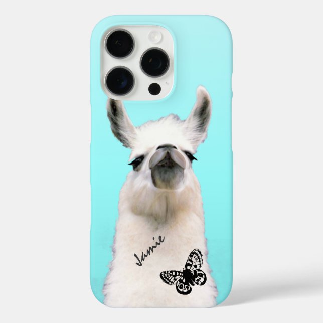 Trendy Snooty llama Butterfly Your Name or Quote Case-Mate iPhone Case (Back)