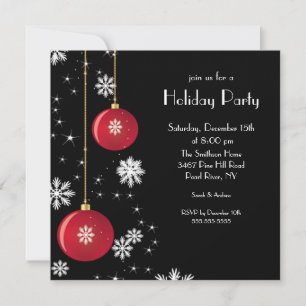 Trendy Snowflake Ornament Holiday Party Invitation