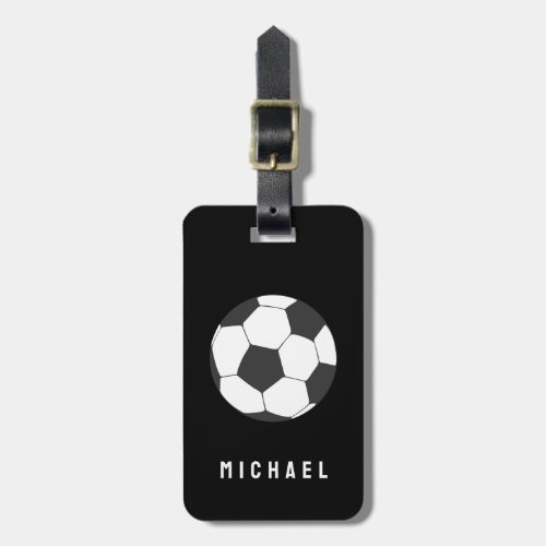 Trendy Soccer Ball Football Personalized Black     Luggage Tag