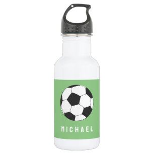 Trendy Soccer Ball Football Personalized Green Stainless Steel Water Bottle