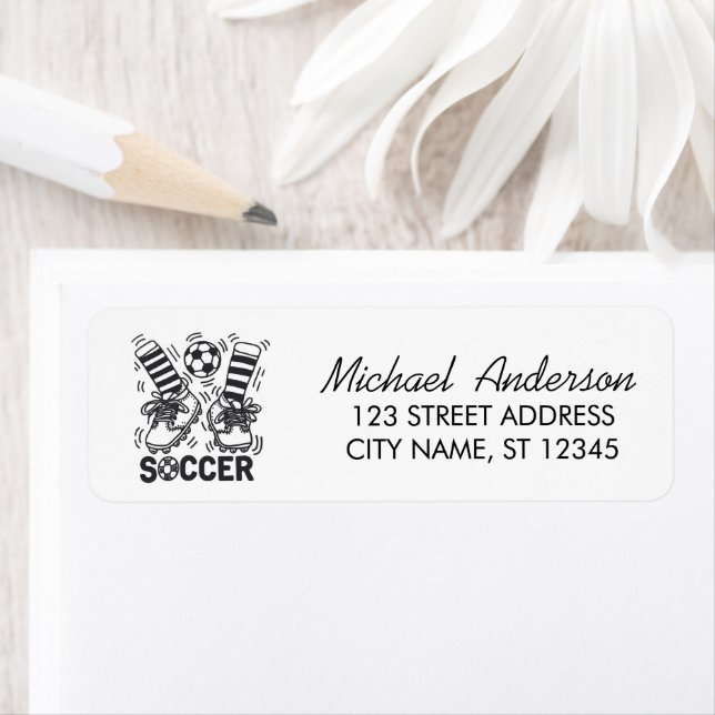 Trendy Soccer Ball Football Return Address         Label (Insitu)