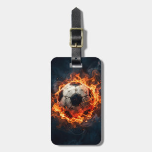 Trendy Soccer Ball on Fire Football Personalized   Luggage Tag