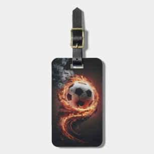 Trendy Soccer Ball on Fire Football Personalized   Luggage Tag