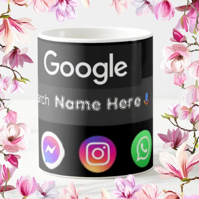 Trendy Social Media Icons Google Search Bar Black Coffee Mug (Creator Uploaded)