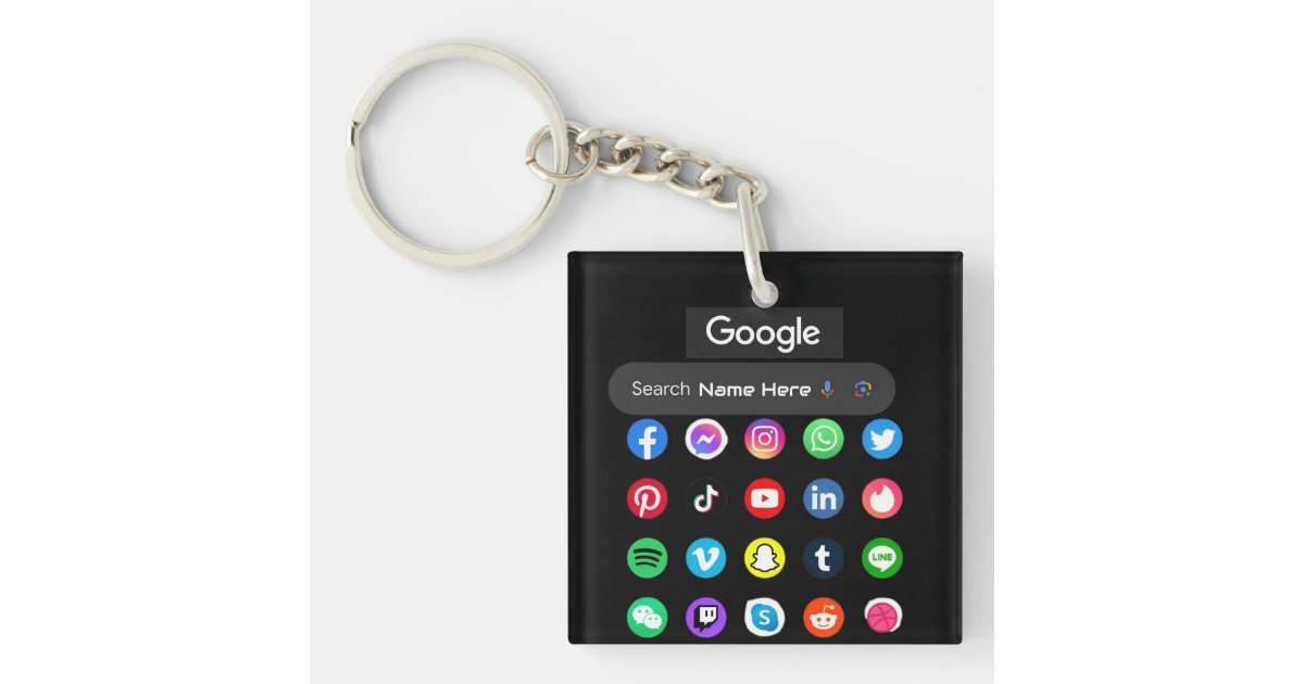 Trendy Social Media Icons Google Search Bar Black Keychain | Zazzle