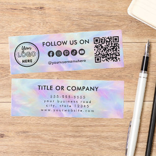Trendy Social Media Logo Iridescent Opal Follow Me Mini Business Card