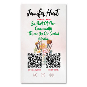 Trendy Social Media Style QR code   Business Card Magnet