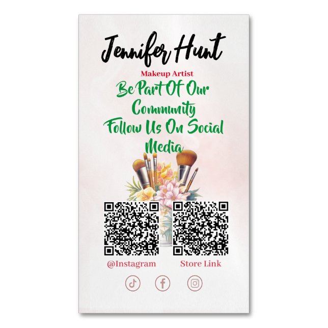 Trendy Social Media Style QR code   Business Card Magnet (Front Vertical)