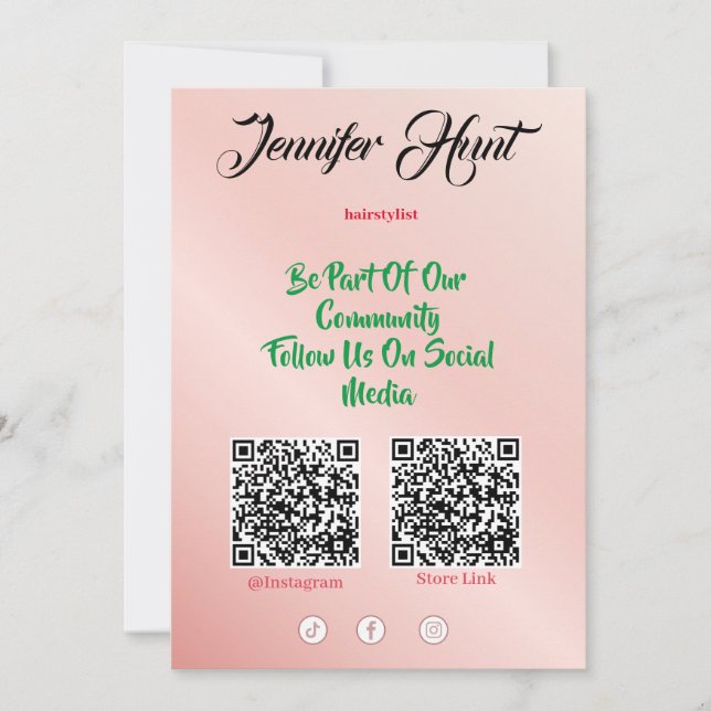 Trendy Social Media Style QR code   Invitation (Front)