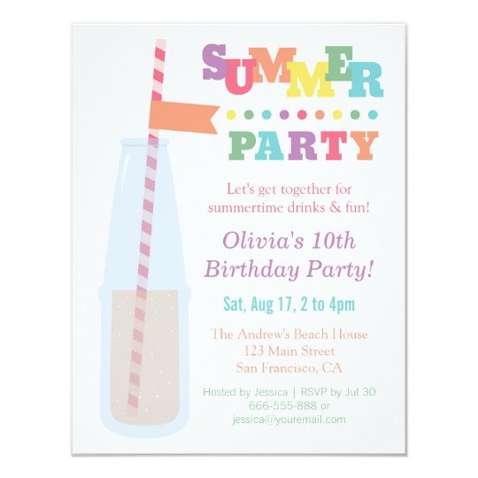trendy soda summer birthday party invitations summer themed invitations