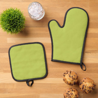 Trendy Soft Chartreuse Oven Mitt & Pot Holder Set