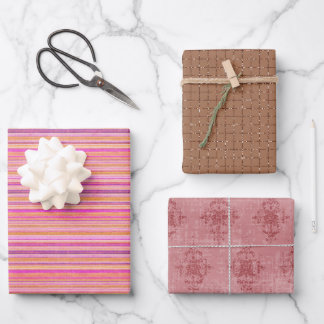 Trendy Soft Pastel Retro Wavy Lines Personalized W Wrapping Paper Sheets