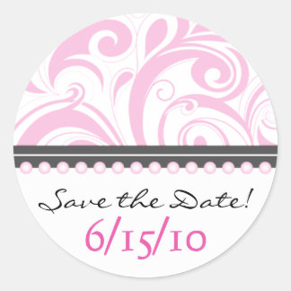 Trendy Soft Pink Swirlies Save the Date Sticker