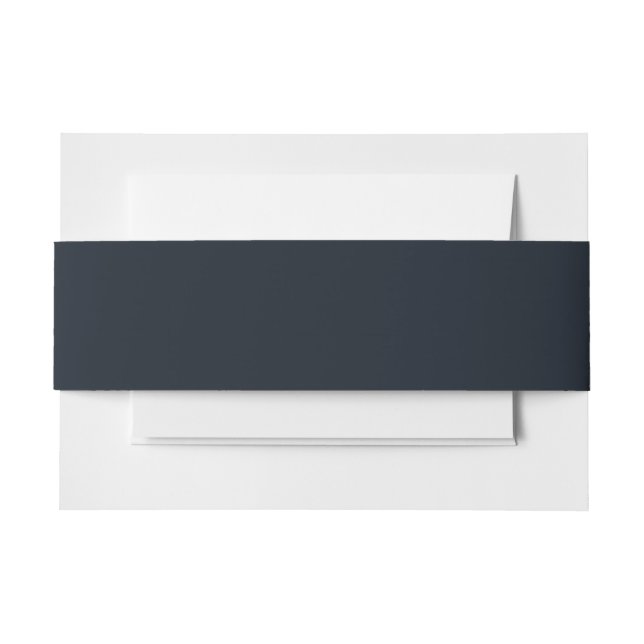 trendy solid, plain deep navy  invitation belly band (Front Example)