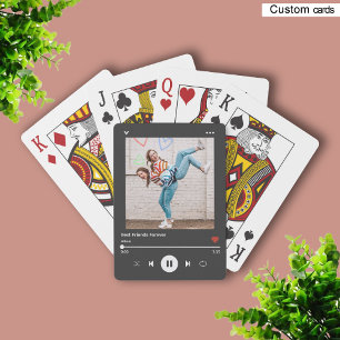Trendy Song Player Photo & Name Unique Black  Poker Cards
