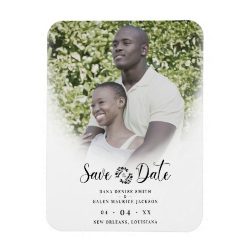 Trendy Sophisticated Custom Chic Photo Engagement Magnet