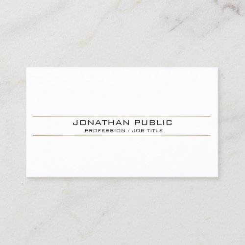 Trendy Sophisticated Gold White Minimal Plain Business Card