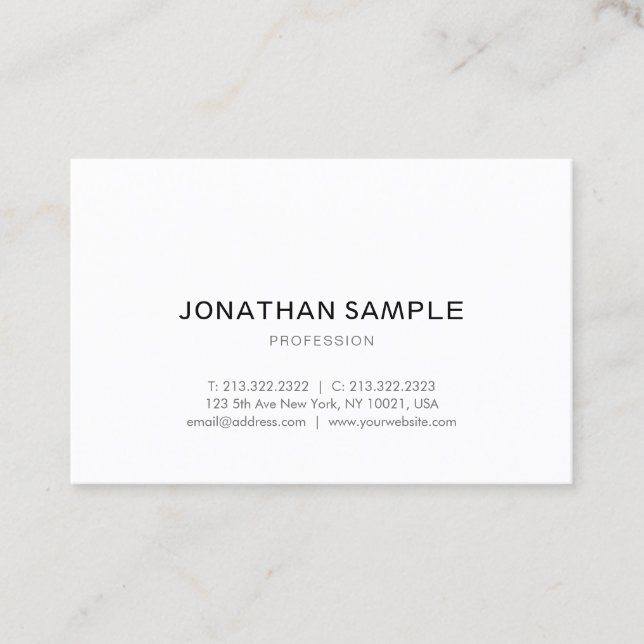 Trendy Sophisticated Simple Design Modern Plain Business Card (Front)