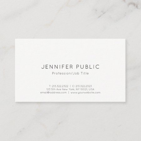 Trendy Sophisticated Sleek Design Modern Plain Business Card