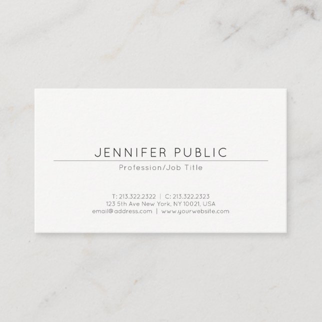 Trendy Sophisticated Sleek Design Modern Plain Business Card (Front)