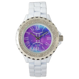 Trendy Space Galaxy Gemini Zodiac Watch