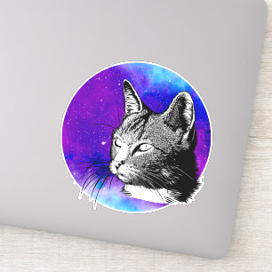 Trendy Space Nebula Cat Sticker