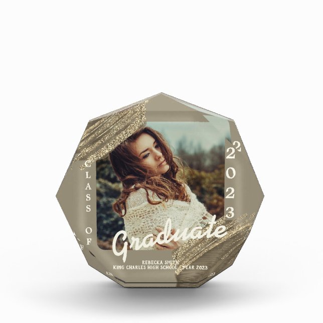 Trendy Spark Gold Graduation Photo Announcement  (Front)