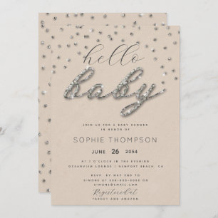 Trendy Sparkle Glitter Gender Neutral Baby Shower Invitation