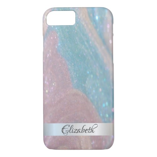 Trendy Sparkling GlitterStripe_Personalized iPhone 87 Case