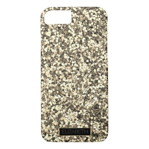 Trendy Sparkling Gold Glitter Frame_ Personalized iPhone 87 Case