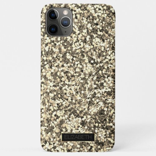 Trendy Sparkling Gold Glitter Frame_ Personalized iPhone 11 Pro Max Case