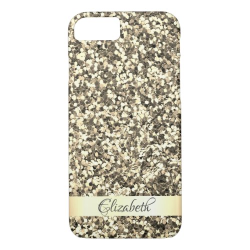 Trendy Sparkling Gold Glitter _ Personalized iPhone 87 Case