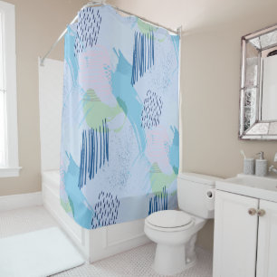 Trendy Spirals and Lines Shower Curtain