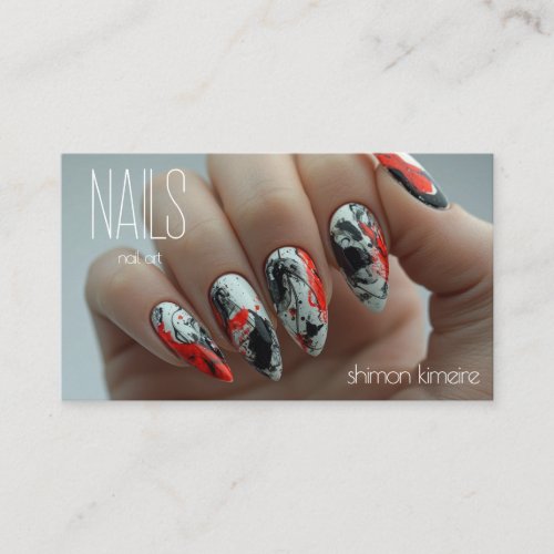 Trendy Splatter Paint Nail Art Manicurist Loyalty  Business Card