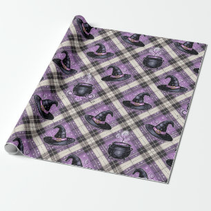 Trendy Spooky Halloween witch hat and Cauldron Wrapping Paper