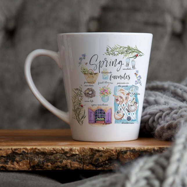 Trendy Spring Favorites | Watercolor Illustration Latte Mug (Creator Uploaded)