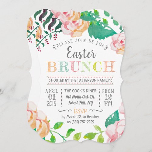 Trendy Spring Floral Easter Brunch Invitation