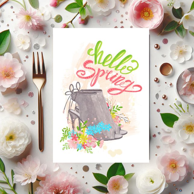 Trendy Spring Floral Shoe Birthday Invitation (Trendy Spring Floral Shoe Birthday Invitation)