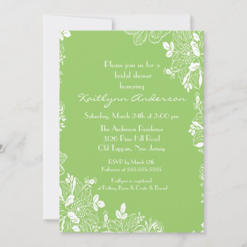 Trendy Spring Green Floral Bridal Shower Invite