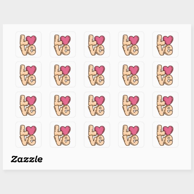 Trendy Square Love Sticker (Sheet)