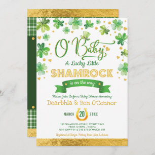 Trendy St Patrick's Day Lucky Shamrock Baby Shower Invitation