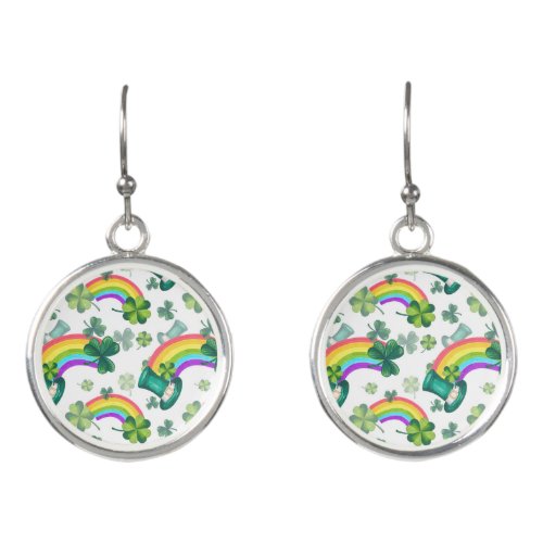 Trendy St Patricks Day Rainbow Earrings