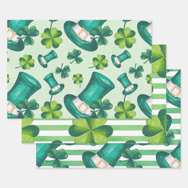 Trendy St. Patrick's Day Wrapping Paper Sheets (Set)