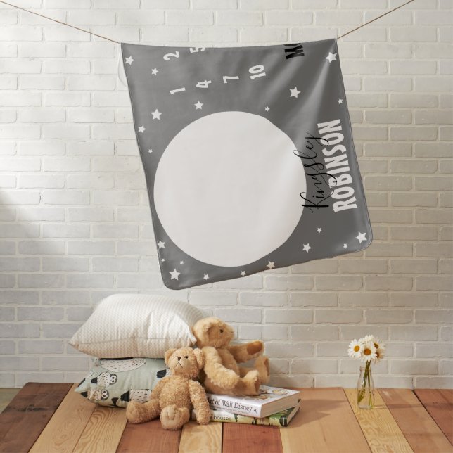 Trendy Star Gender Neutral Month Milestone Baby Blanket (In Situ)
